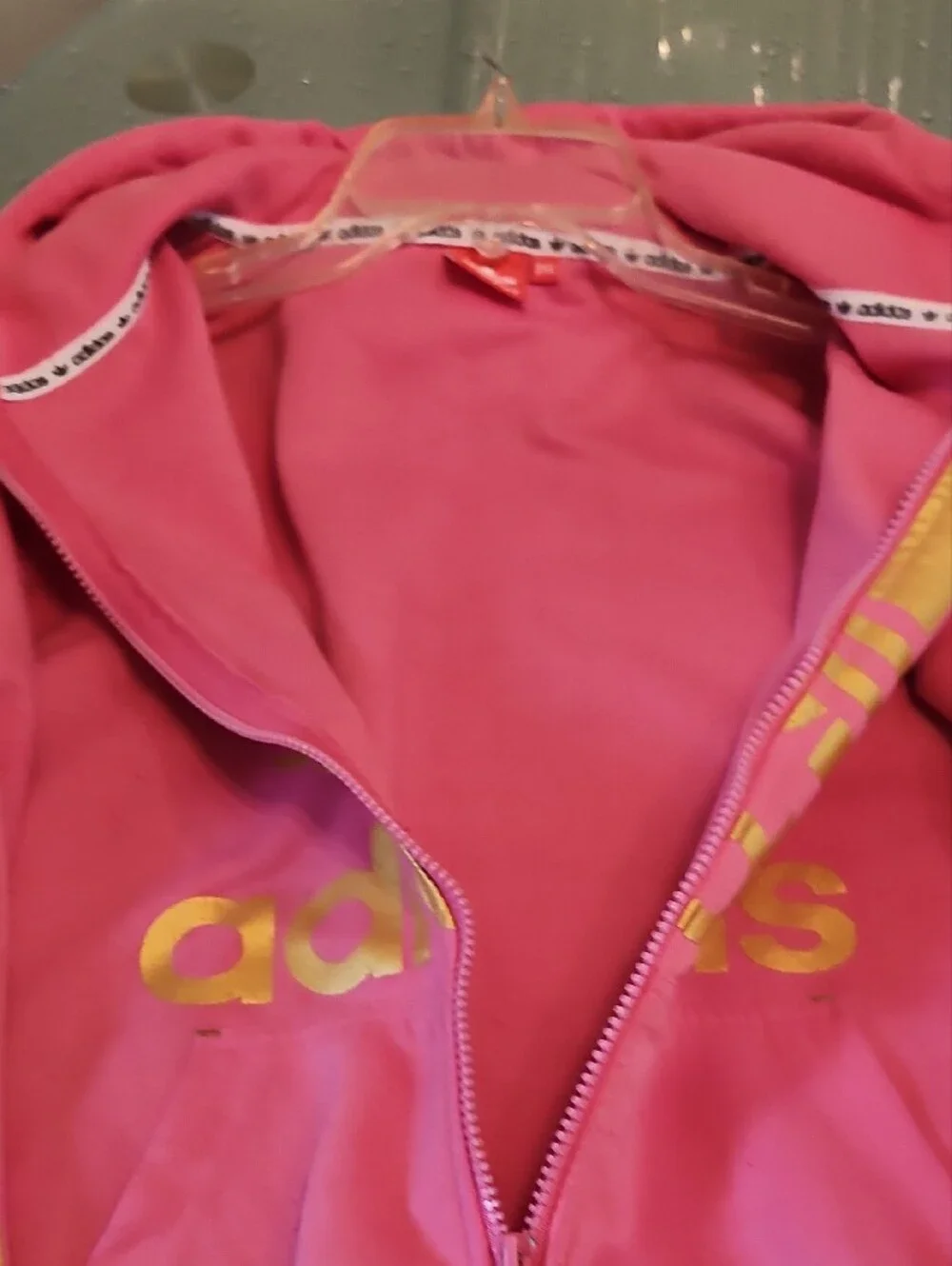 adidas Pink Hoodie & Joggers Set with Yellow Logo